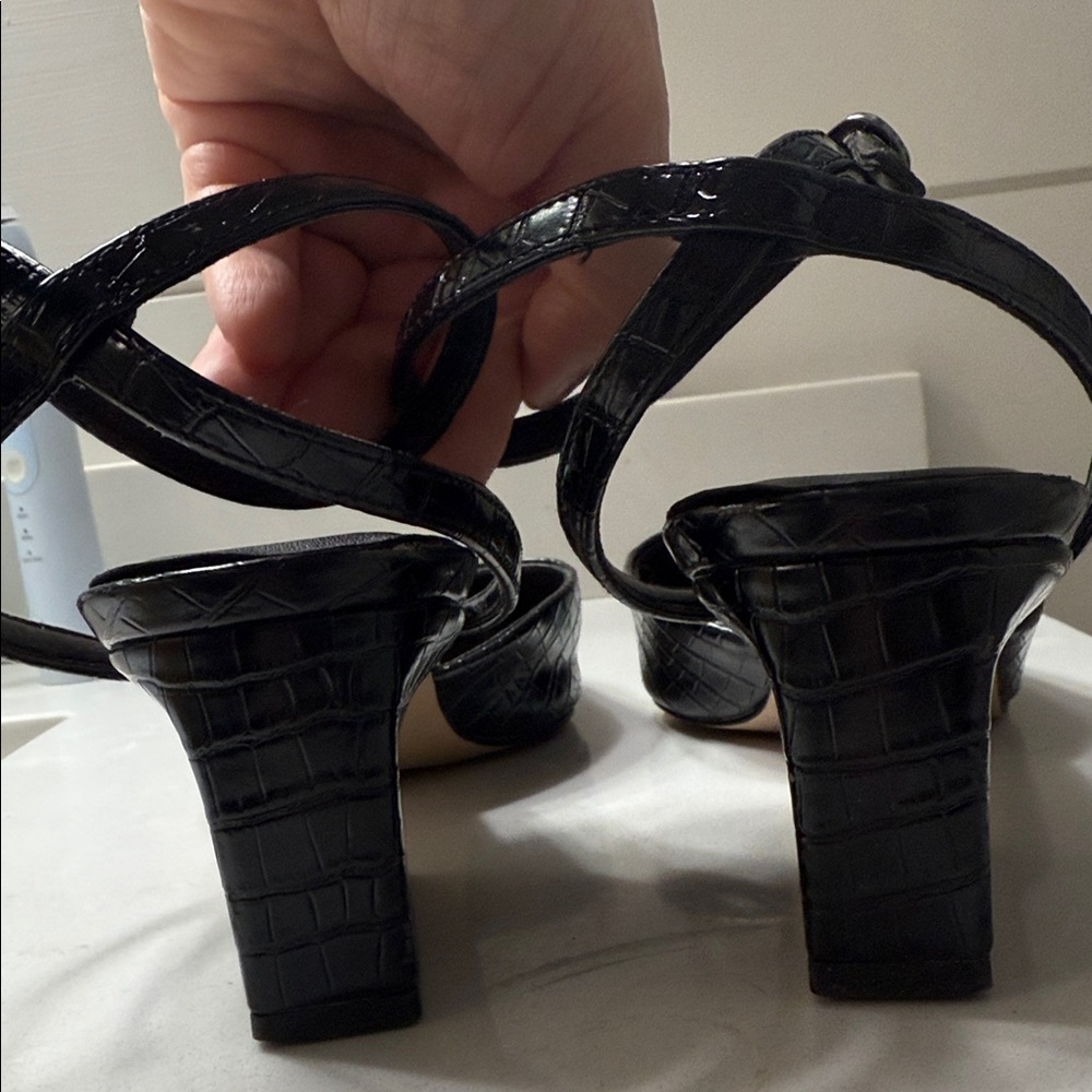 Franco Sarto Black Strappy Heels 10
